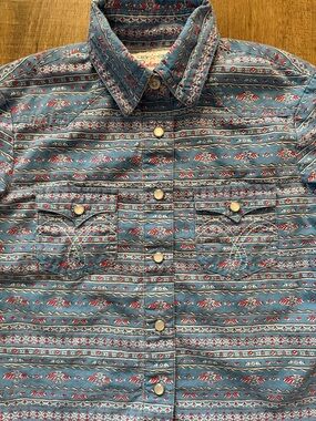 Panhandle Girls Western Pearl Snap Button Up Shirt Size XS